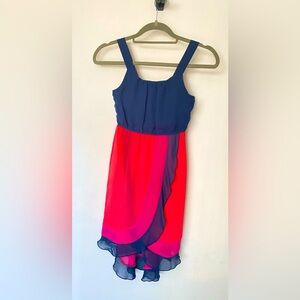 Girls Paper Doll Layered Sun Dress, Navy Pink Red, Tank, Size 10 Medium/large
